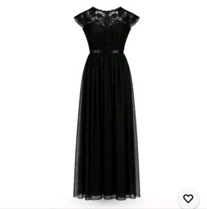 Miusol Black Lace Top Long Chiffon Skirt Dress Gown 2XL Gala Wedding Formal NEW